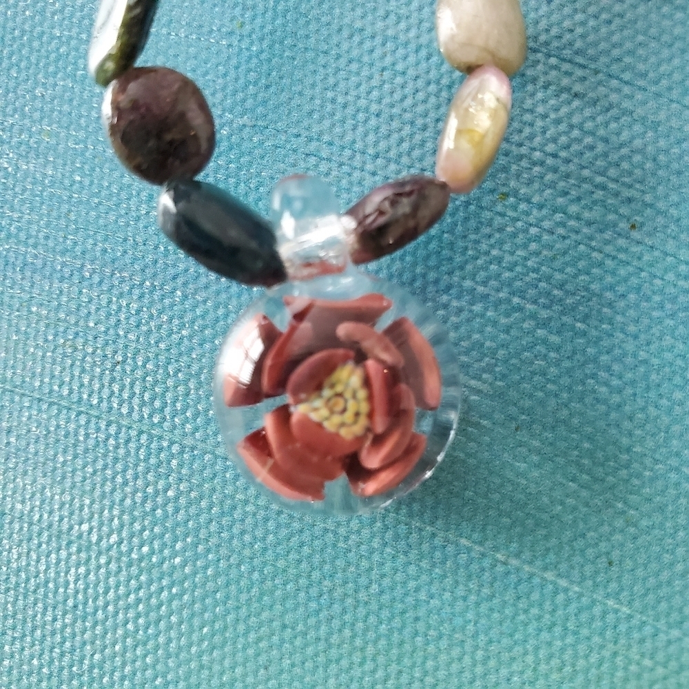 Tourmaline Necklace w/ Glass Cabochon & Bracket - Picture 5 of 16